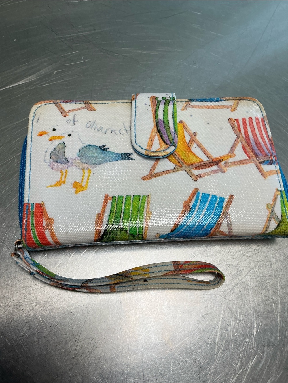 Kelly & Katie Oil Cloth seaside motif wallet/ wristlet.